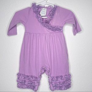 Lemon loves lime layette purple ruffle romper Sz 3-6 mo